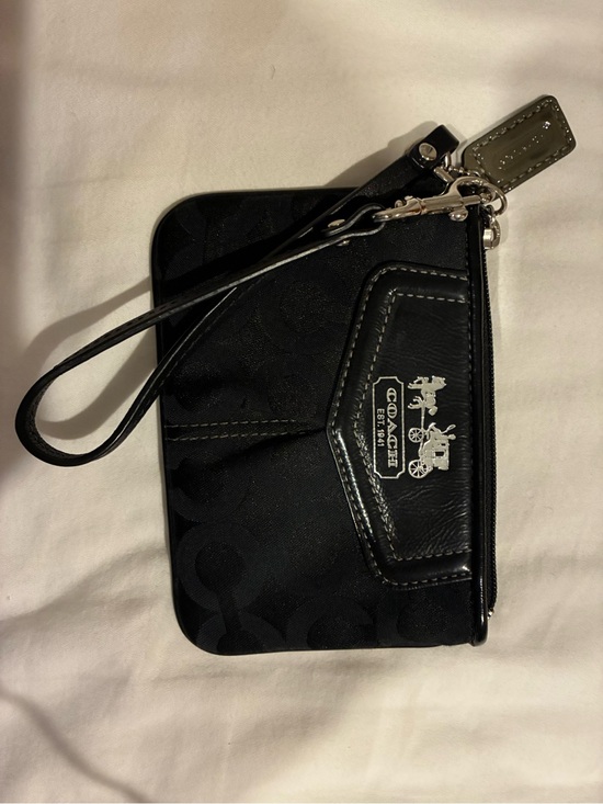 Coach Handbags - Coach Black Signature Wristlet with Silver Hardware